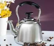 Royalford RF9563 1 Litre Stainless Steel Whistling Kettle - Silver & Black