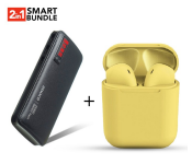 Demaco Super Power Bank 20000mAh - Black + InPods 12 Twin Bluetooth Headset - Yellow 