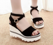 New Summer High Heels Wedges EU37 for Women – Black
