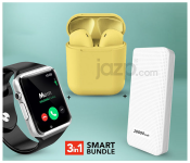 A1 Mobile Smart Watch With Memory And Sim Card Slot - Black + InPods 12 Twin Bluetooth Headset - Yellow + Demaco Super Power Bank 20000mAh - White 