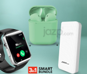 A1 Mobile Smart Watch With Memory And Sim Card Slot - Black + InPods 12 Twin Bluetooth Headset - Green + Demaco Super Power Bank 20000mAh - White 