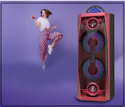 Retro Portable Bluetooh Speaker With Magic Lamp - Red