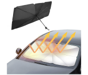 Foldable Windshield UV Block Sun Shade Car Front Window Heat Insulation Covering Umbrella - Black Front View - ID 86483