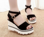 New Summer High Heels Wedges EU38 for Women – Black