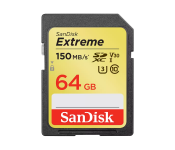 SanDisk Extreme 64GB SDXC V30 UHSI U3 Memory Image