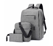 Ozy Set of 3 Backpack 15.6inch USB Charging Laptop Bag - Grey