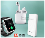 A1 Mobile Smart Watch With Memory And Sim Card Slot - Black + Demaco Super Power Bank 20000mAh - White + InPods 12 Twin Bluetooth Headset - White 