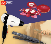 Nyn 80157 Beauty Makeup Kit - Red + Krawn Hair Dryer KW-41008 + Krawn Hair Straightner KR-41011 