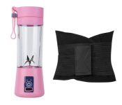 MB324 Miss Belt Get The Perfect Waistline In Seconds - Black + Portable Rechargeable Juice Blender With 6 Stainless Steel Blade - Pink