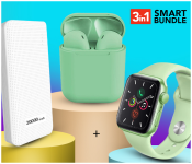 IWO 8 Sport Smart Watch Band- Mint Green + InPods 12 Twin Bluetooth Headset - Green + Demaco Super Power Bank 20000mAh - White 