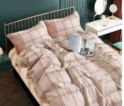 JA158-42 Cotton Double Size Bedsheet with Quilt Cover and Pillow Case 4 Pcs- Beige  - Similar Product Imag - ID 89705