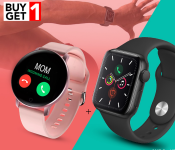 IWO 8 Sport Smart Watch - Black + X9 Bluetooth Waterproof Smart Watch Smartwatch - Pink 