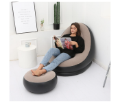 INTEX ZX-68564  2 In 1 Chair Air Sofa Ultralounge JA184 Inflatable Chair Combination Sofa with Footrest - Black and Beige  - Similar Product Imag - ID 90595