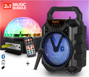 Starex SP459 Bluetooth Speaker With Mic - Black + Magic Ball JA179 Crystal LED Stage Light Bluetooth MP3 Player With Remote