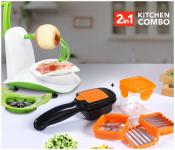 Honnor HND-502 Nicer Dicer Quick 5 In 1 Vegetable And Fruit Presser Slicer + Epsilon EN3625 Apple Peeler With Stainless Steel Blade - White & Green 
