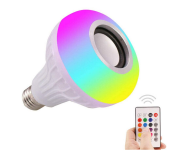 Stylish 12W Wireless Bluetooth Multicolor Smart LED Lamp Speaker with Remote Control - White