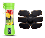 Portable Rechargeable 4B Juice Blender With 4 Stainless Steel Blade - Green + Six Pack ABS Stimulator