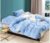 JA158-38 Cotton Double Size Bedsheet with Quilt Cover and Pillow Case 4 Pcs- Blue  - Similar Product Imag - ID 89700