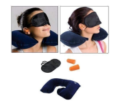 3 in 1 Travel Selection Comfort Fabric Neck Pillow Eye Shade Mask Ear Plugs for Men and Women  - Similar Product Imag - ID 88411