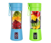 Portable Rechargeable Juice Blender With 6 Stainless Steel Blade - Green + Portable Rechargeable Juice Blender With 6 Stainless Steel Blade Blue JA016