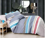 JA158-34 Cotton Double Size Bedsheet with Quilt Cover and Pillow Case 4 Pcs- Grey  - Similar Product Imag - ID 89695