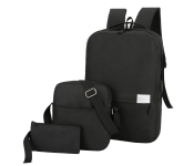 Simple Design Set of 3 Pieces Light Weight Oxford Polyester Fabric Laptop Bag - Black