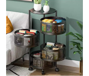 4 Tier Multilayer Rotating Kitchen Shelf - Black