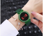 Elastic Metal Strap LED Watch JA156-4 - Green