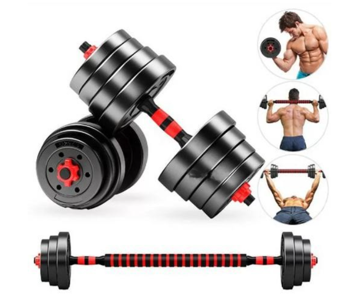 Home Gym 40KG GDB40 Adjustable Dumbbells Barbell Weight Set - Black and Red Front View - ID 93689