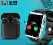 A1 Mobile Smart Watch With Memory And Sim Card Slot - Black + InPods 12 Twin Bluetooth Headset - Black 