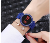 Elastic Metal Strap LED Watch JA156-6 - Blue