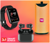D13 Smart Watch With Heart Rate Monitor - Black + TG 113 Portable Wireless Bluetooth Stereo High Bass Speaker - Orange (Bulk) + TWS Airpod Pro 3 Bluetooth Earphones Wireless Headset - Black