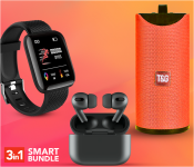 D13 Smart Watch With Heart Rate Monitor - Black + TWS Airpod Pro 3 Bluetooth Earphones Wireless Headset - Black + TG 113 Portable Wireless Bluetooth Stereo High Bass Speaker - Red (Bulk)