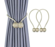 Stylish 1 Pair Magnetic Curtain Tieback Decorative Rope - Silver  - Similar Product Imag - ID 92692