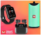 C96 Fitness Tracker Bluetooth Smart Band Heart Rate Monitor - Black (Bulk) + TWS Airpod Pro 3 Bluetooth Earphones Wireless Headset - Black + TG 113 Portable Wireless Bluetooth Stereo High Bass Speaker - Green