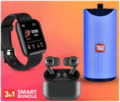 D13 Smart Watch With Heart Rate Monitor - Black + TG 113 Portable Wireless Bluetooth Stereo High Bass Speaker - Blue (Bulk) + TWS Airpod Pro 3 Bluetooth Earphones Wireless Headset - Black