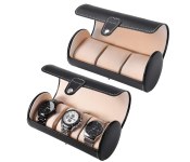 3 Roll PU Leather Cylinder Wristwatch Holder - Black  - Similar Product Imag - ID 92691