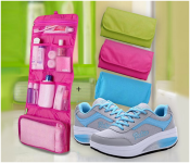 Summer Breathable Women's Casual Dance Sneakers Eu 35 - Blue (Bulk) + Waterproof Polyester Travel Cosmetic Bag - Assorted 