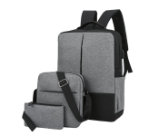 Set of 3 Travel 15.6 inch USB Charging Laptop Backpack - Grey