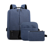 Set of 3 Backpack 15.6 inch USB Charging Laptop Bag - Blue