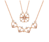  FN-Leaf Clover Heart 2 in 1 Magnetic Pendant Necklace for Women and Girls