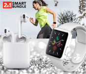 IWO 8 Sport Smart Watch - White + InPods 12 Twin Bluetooth Headset - White 