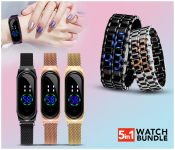 AKM AKM016 Designer 2PCS LED Watch - Black & Silver + Jongo New Trend Digital Wrist Watch Touch Screen With Magnetic Mesh Belt -Rose Gold + Jongo New Trend Digital Wrist Watch JA157-1 Touch Screen With Magnetic Mesh Belt - Gold + Jongo New Trend Digital Wrist Watch JA157-4 Touch Screen With Magnetic Mesh Belt - Black