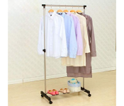 Single Pole Telescopic Clothes Hanger - Black and Silver