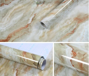 FN-PVC Waterproof Marble Adhesive Wallpaper for Kitchen, Countertop, Bathroom - White and Cream  - Similar Product Imag - ID 93051