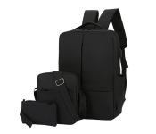Set of 3 Travel 15.6 inch USB Charging Laptop Backpack - Black