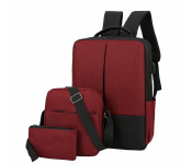 Set of 3 Travel 15.6 inch USB Charging Laptop Backpack - Red