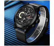 Naviforce 9068 Stainless Steel Chronograph Watch for Men - Black