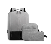 Set of 3 Backpack 15.6 inch USB Charging Laptop Bag - Grey