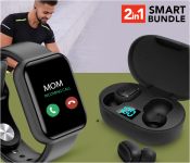 JA-F- D20 1.3 Inch Waterproof IPS Color Screen Smart Watch - Black + FN-Bluetooth Earphone Headsets Wireless Earbuds 5.0